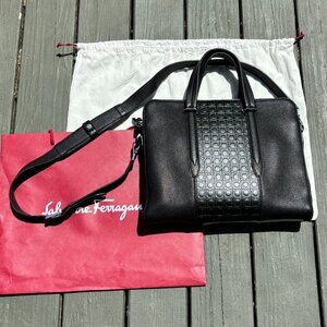 Salvatore Ferragamo Calfskin Gancini Business Bag with Strap